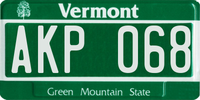 VT license plate AKP068