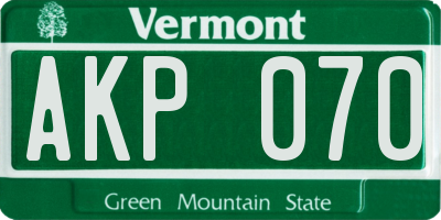 VT license plate AKP070