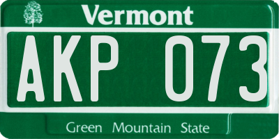 VT license plate AKP073