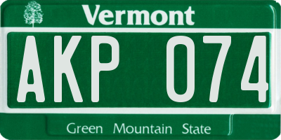 VT license plate AKP074