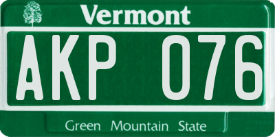VT license plate AKP076