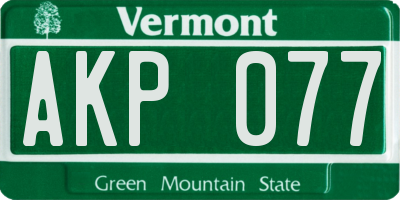 VT license plate AKP077