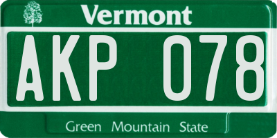 VT license plate AKP078