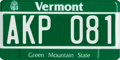 VT license plate AKP081