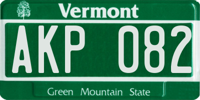 VT license plate AKP082