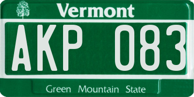 VT license plate AKP083