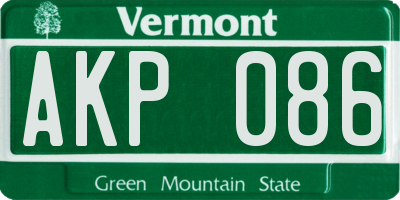 VT license plate AKP086