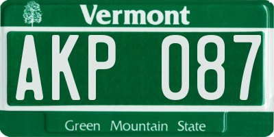 VT license plate AKP087