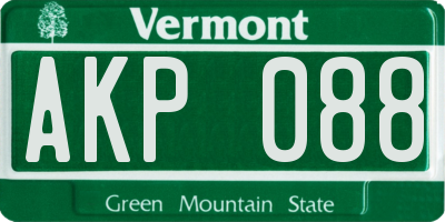 VT license plate AKP088