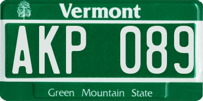 VT license plate AKP089