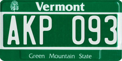 VT license plate AKP093