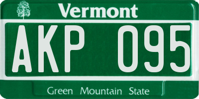 VT license plate AKP095