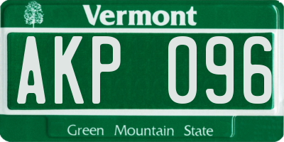 VT license plate AKP096