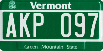 VT license plate AKP097