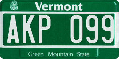 VT license plate AKP099
