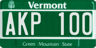 VT license plate AKP100