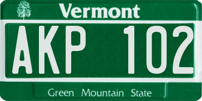 VT license plate AKP102