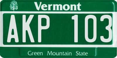 VT license plate AKP103