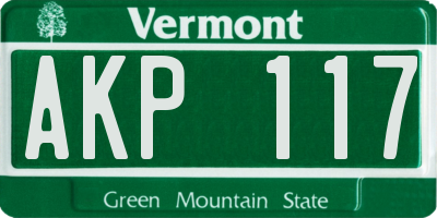 VT license plate AKP117