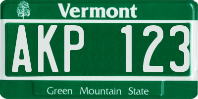 VT license plate AKP123