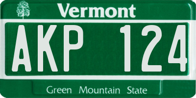 VT license plate AKP124