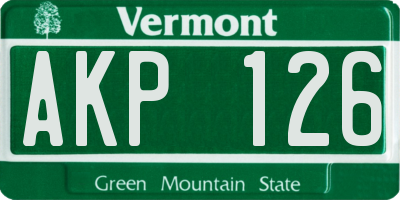 VT license plate AKP126