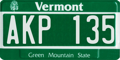 VT license plate AKP135