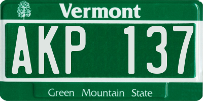 VT license plate AKP137
