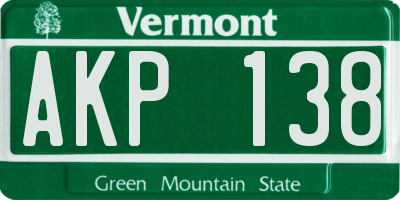 VT license plate AKP138
