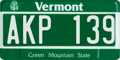VT license plate AKP139