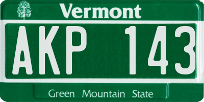 VT license plate AKP143
