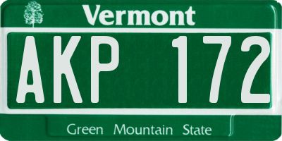 VT license plate AKP172