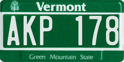 VT license plate AKP178