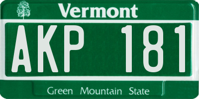 VT license plate AKP181