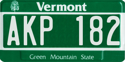 VT license plate AKP182