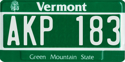 VT license plate AKP183