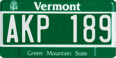 VT license plate AKP189