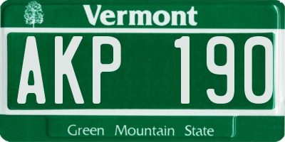 VT license plate AKP190