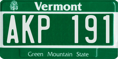 VT license plate AKP191