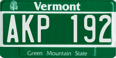 VT license plate AKP192