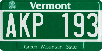 VT license plate AKP193
