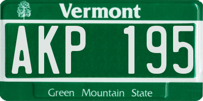 VT license plate AKP195
