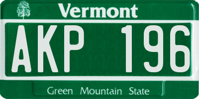 VT license plate AKP196
