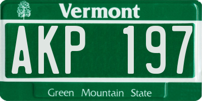 VT license plate AKP197