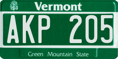 VT license plate AKP205