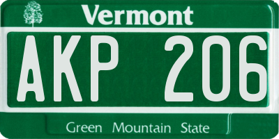 VT license plate AKP206
