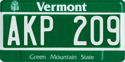 VT license plate AKP209