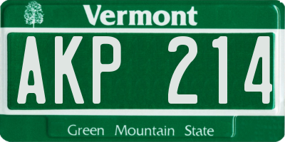 VT license plate AKP214
