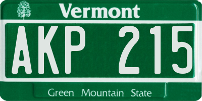 VT license plate AKP215