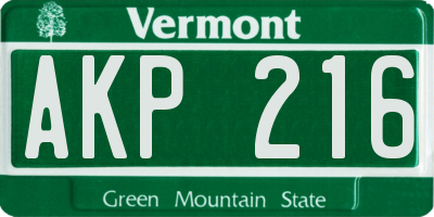 VT license plate AKP216